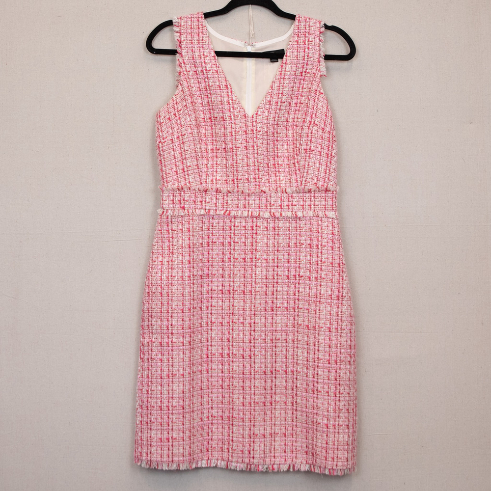J. Crew Pink Tweed Midi Dress